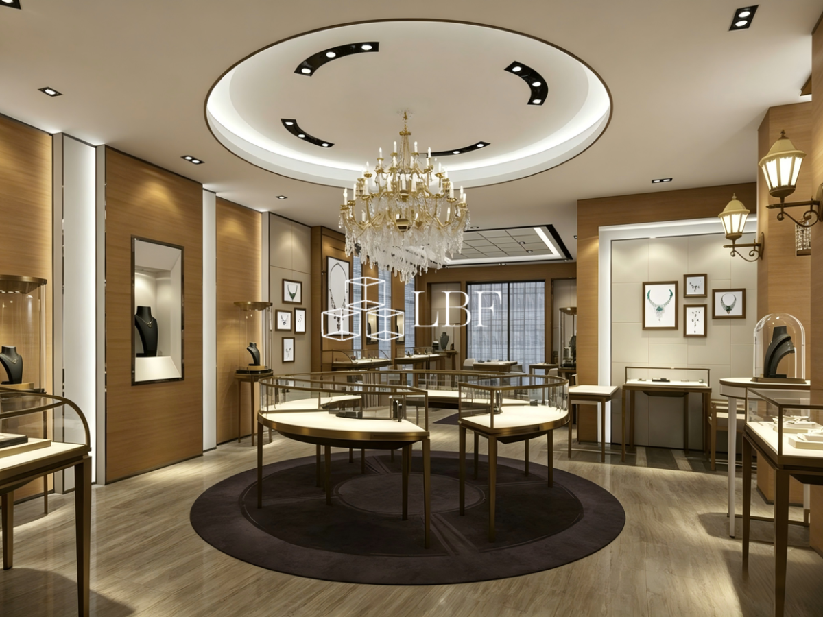 [Luxe Léger Français] Style Classique Européen Moderne pour un Espace d’Exposition de Bijoux