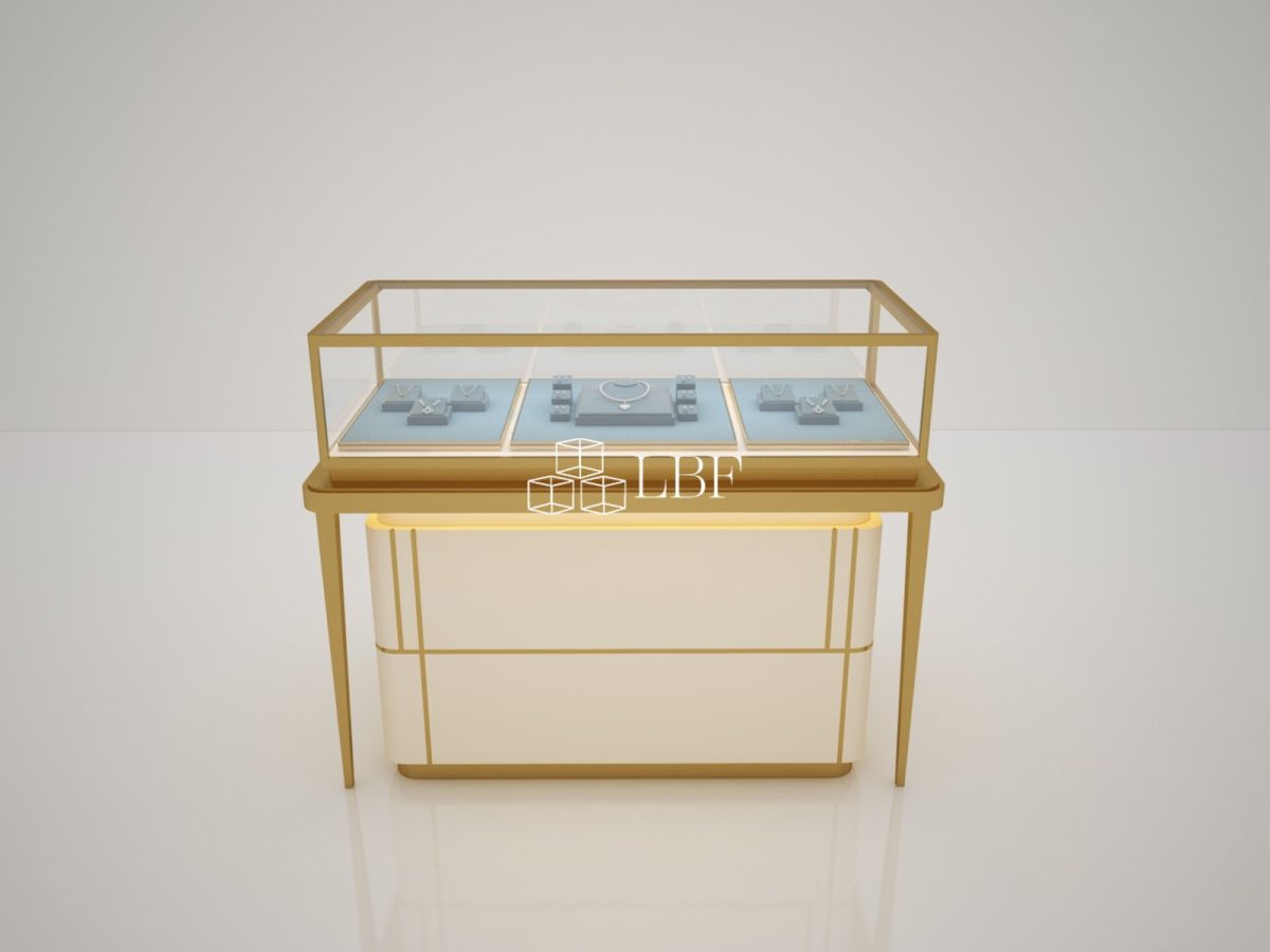 Minimalistische Goldrand-Schmuckvitrine