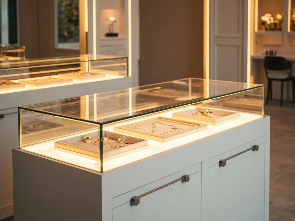 Jewelry Display Wall with Necklace Rails