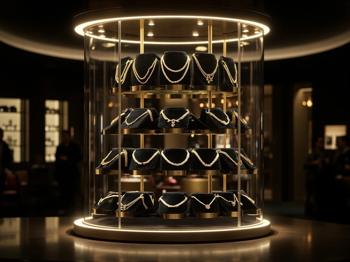 Circular Jewelry Showcase Tower for Retail Store