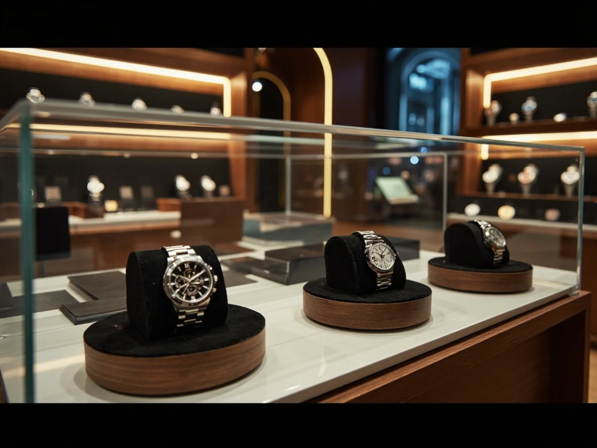 Watch Display Counter with Rotating Platforms