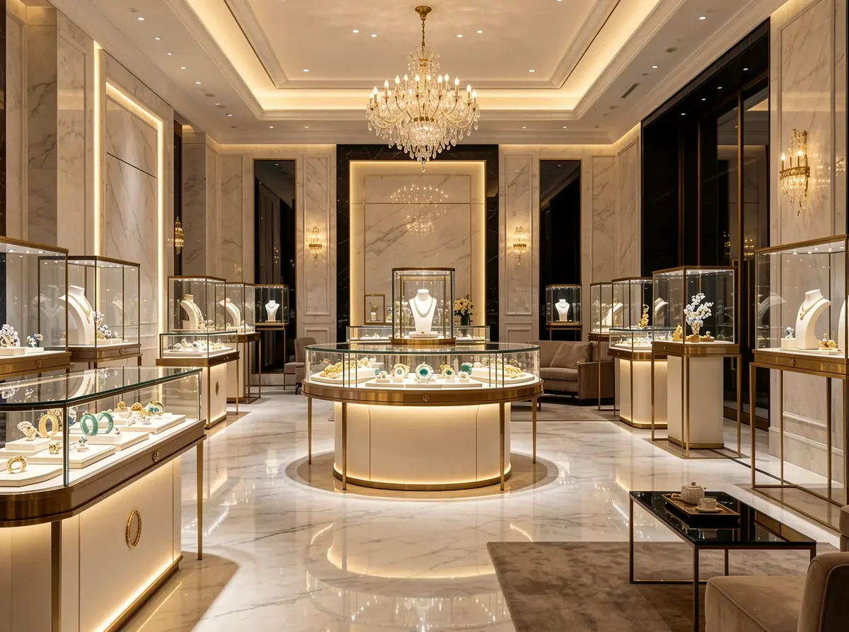 Schmuck-Servicetresen mit integrierter Vitrine