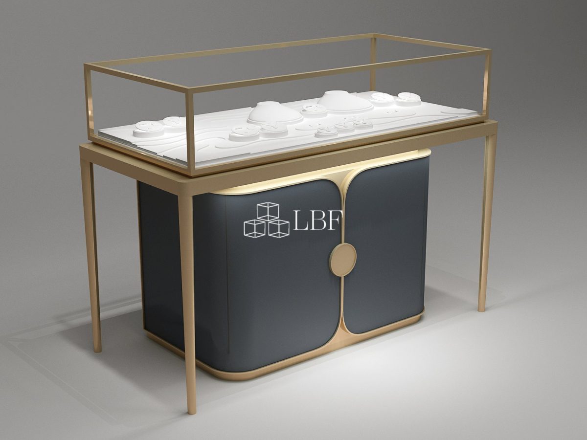 Modern minimalist jewelry display case,gold and diamond display cabinet
