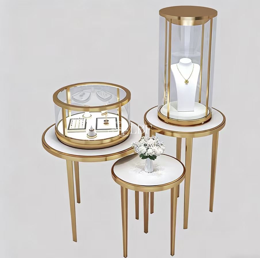 High-end round jewelry display cabinet