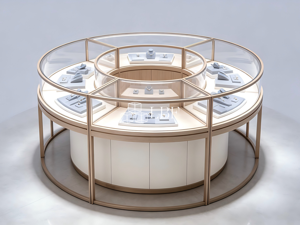 Light – luxury round jewelry display cabinet