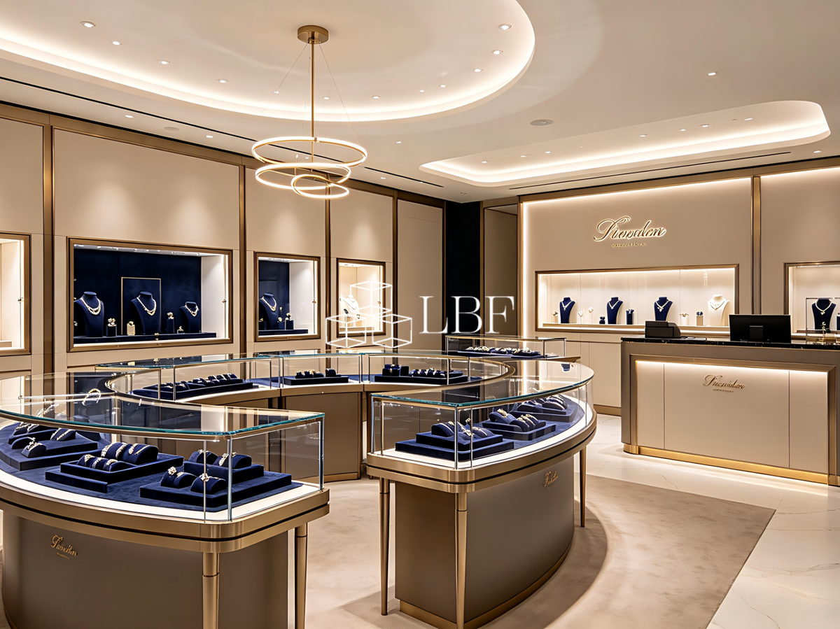 Exhibition hall of high-end jewelry display cabinets
