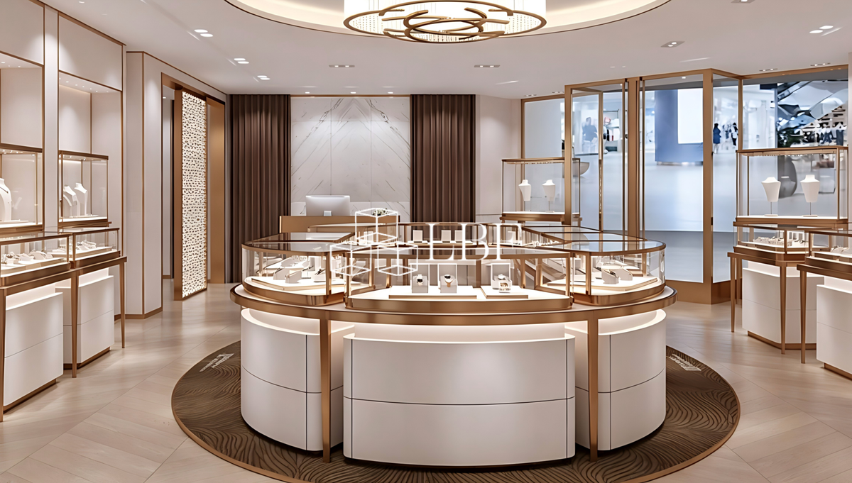 Jewelry store’s display cabinets for the whole store