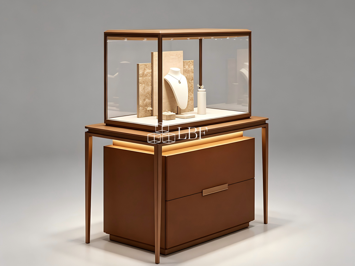 High – end Solid – wood and Glass Jewelry Display Cabinet