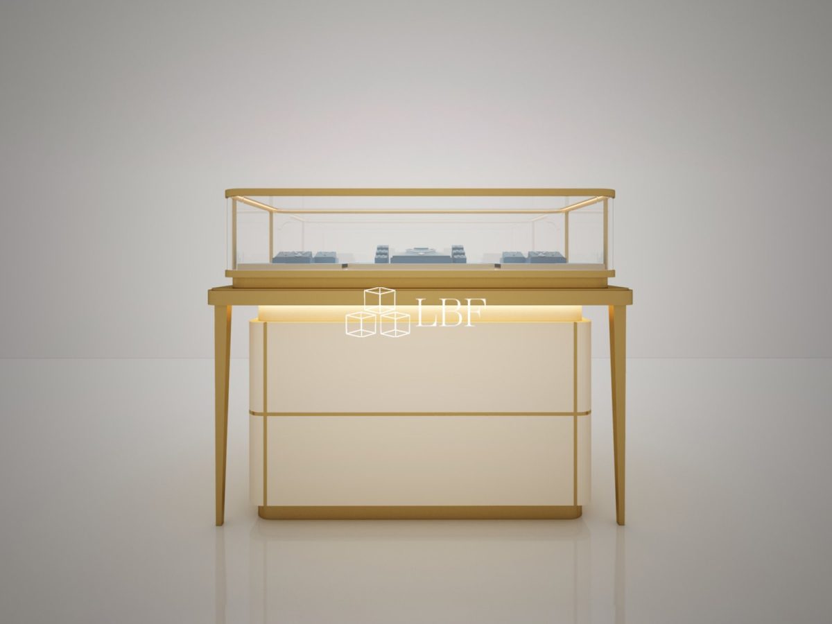 Minimalist Rose Gold Vertical Jewelry Display Cabinet