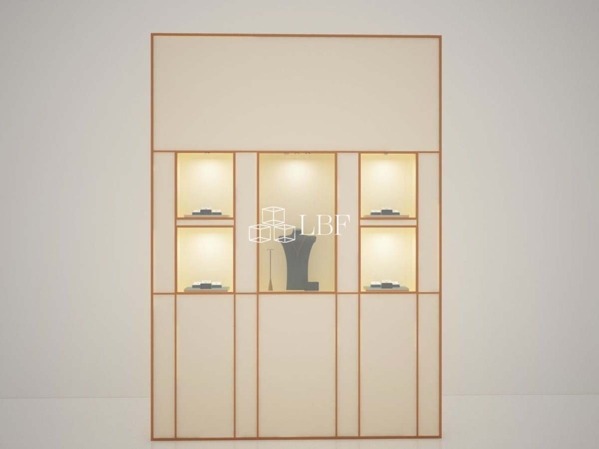 LBF Luxury Gold Jewelry Display Wall Cabinet
